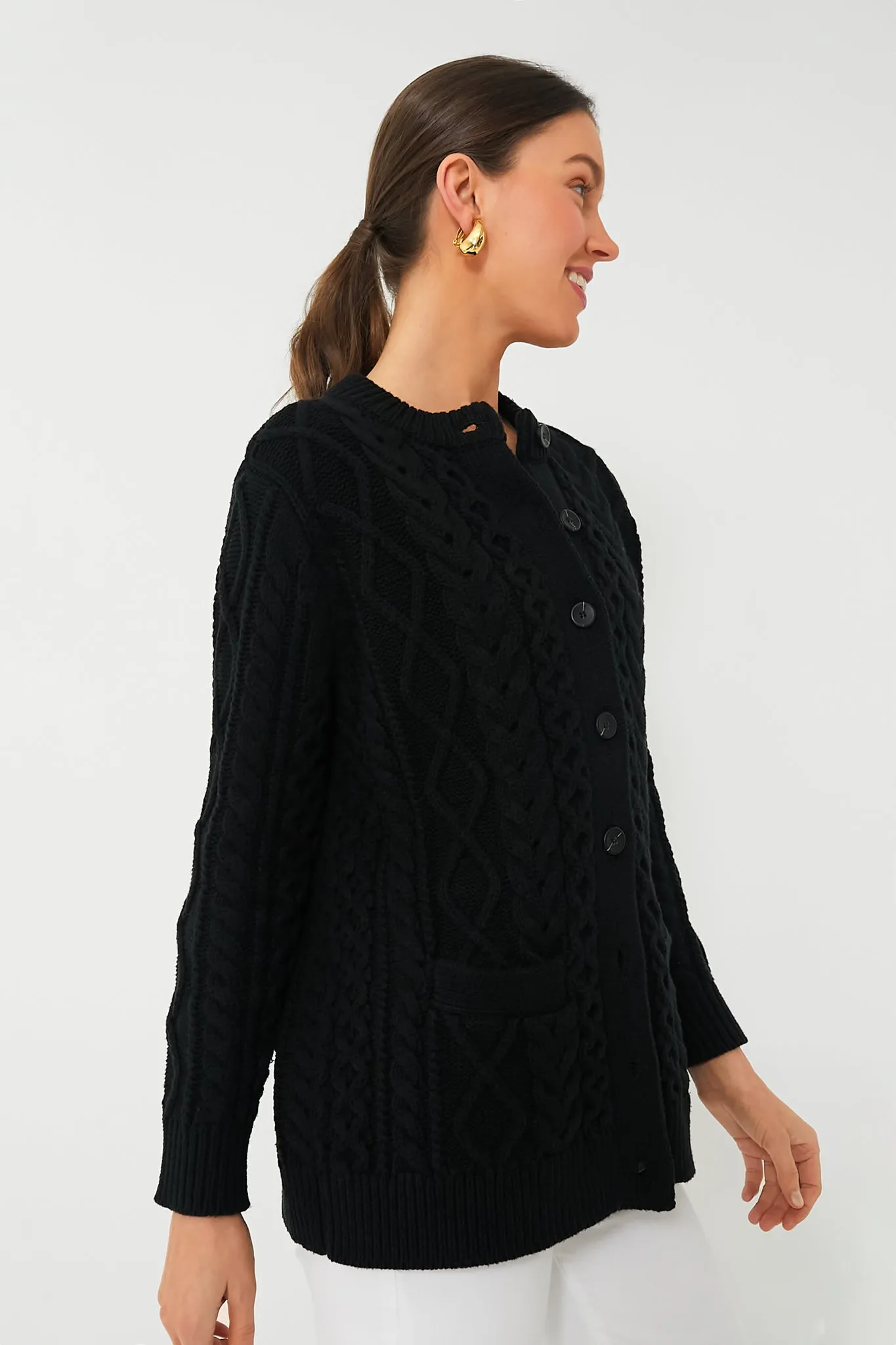 Black Cotton Abigail Cardigan sold by Tuckernuck product image thumbnail 4