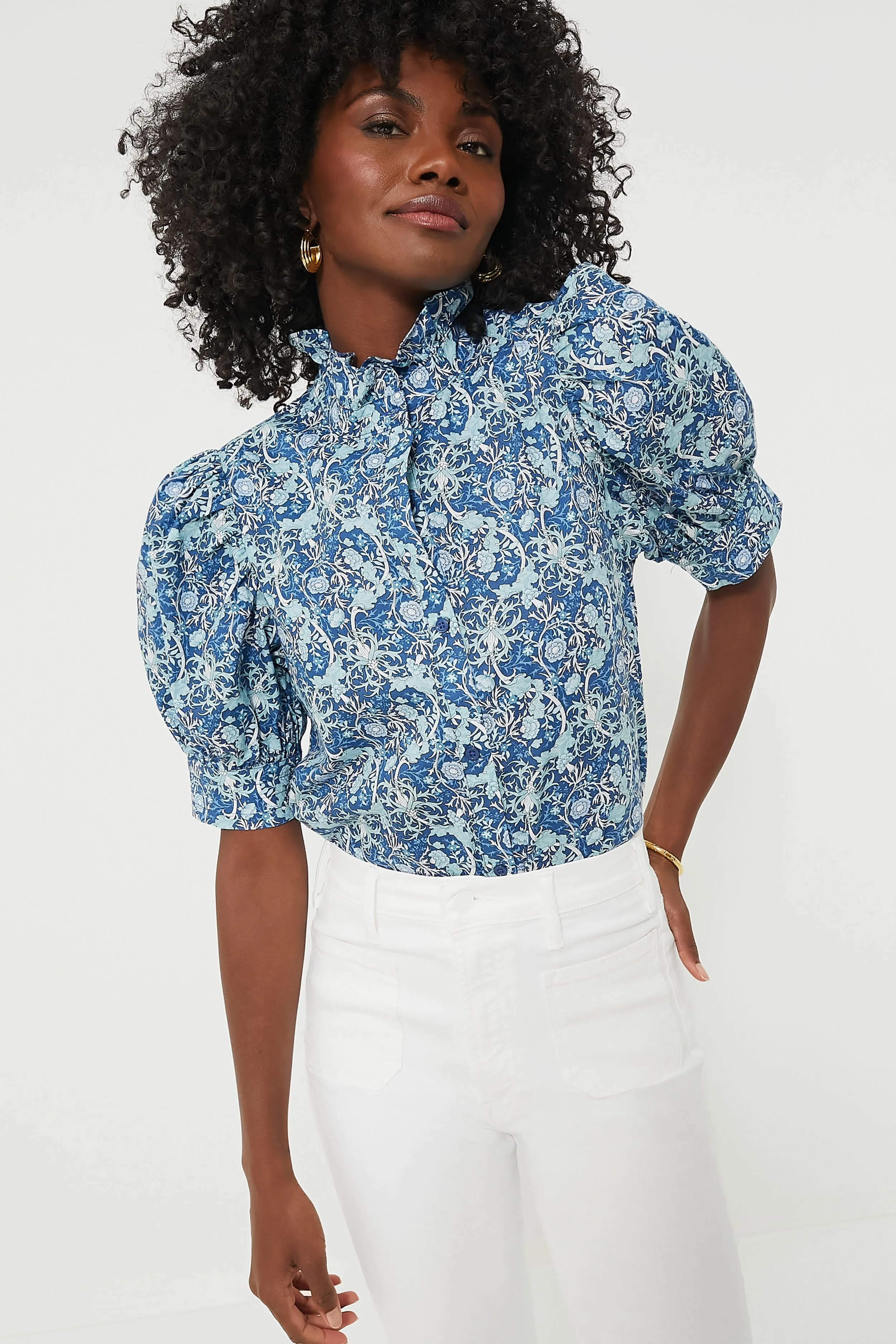 Blue Vines Louisa Blouse sold by Tuckernuck