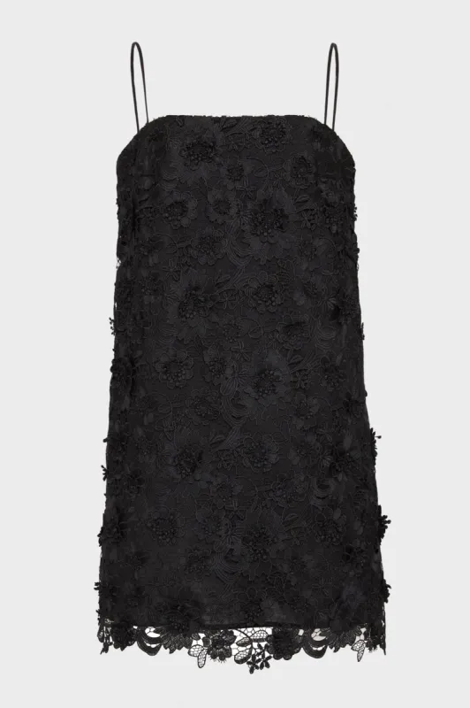 Black Raie Lace Flower Mini Dress made by Zimmermann