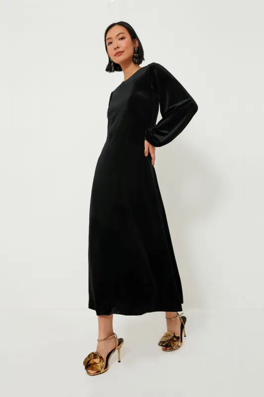 Black Stretch Velvet Magdalena Dress made by Ciao Lucia