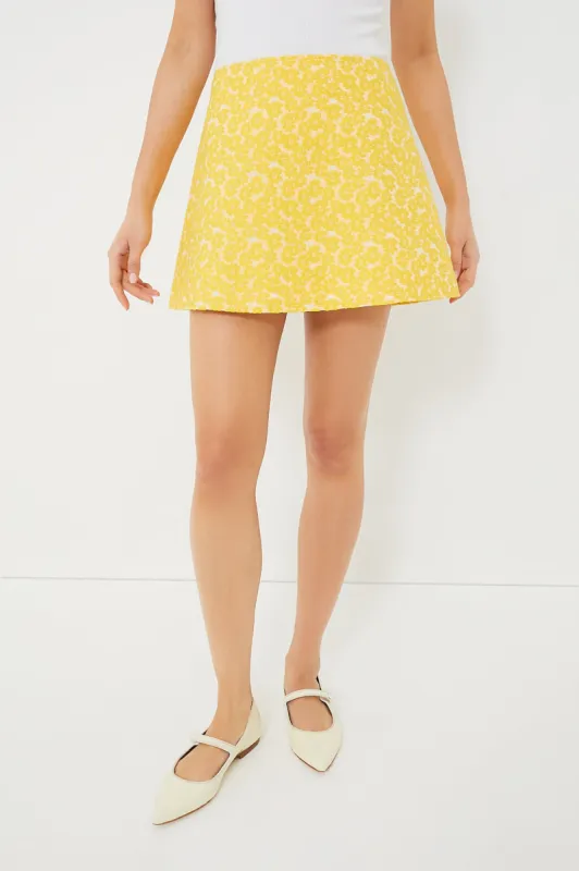 Yellow Daisy Jacquard Meg Mini Skirt sold by Tuckernuck
