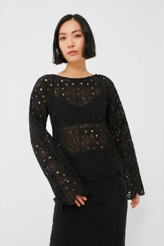 Black Isla Crochet Top sold by Tuckernuck