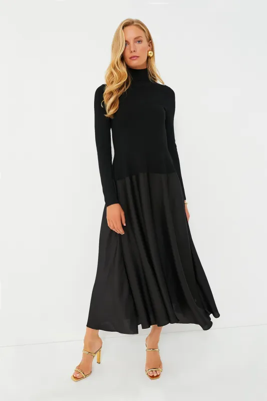 Black Frances Long Sleeve Satin Combo Midi Dress sold by Tuckernuck