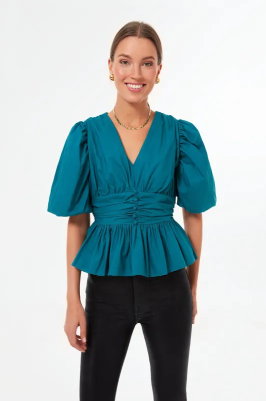 Teal Millie Blouse sold by Tuckernuck