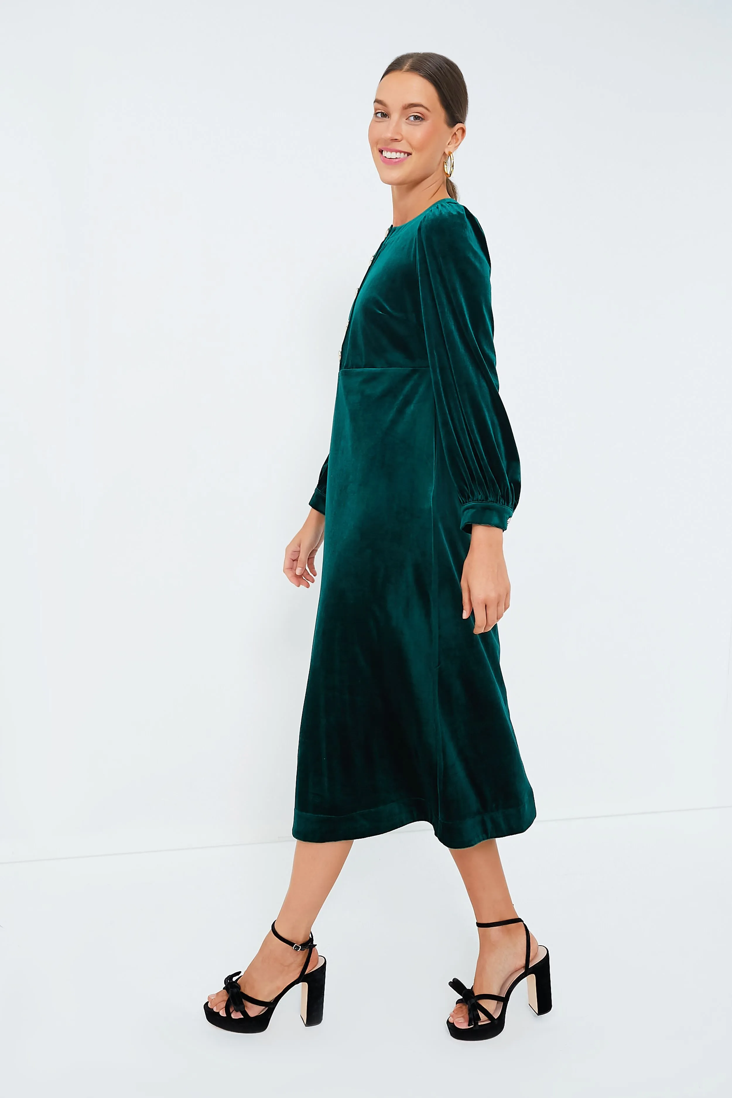 Emerald Green Velvet Arabella Dress sold by Tuckernuck product image thumbnail 3