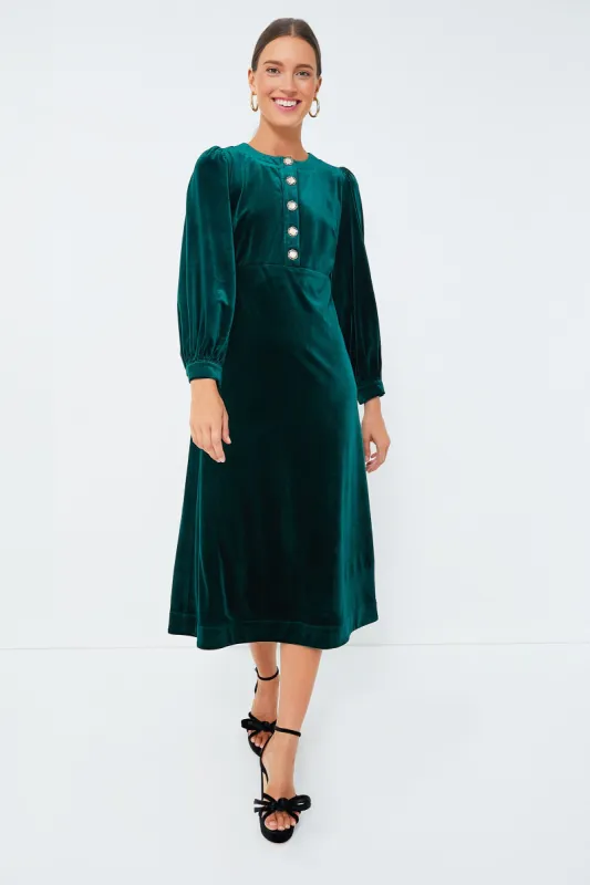 Emerald Green Velvet Arabella Dress sold by Tuckernuck