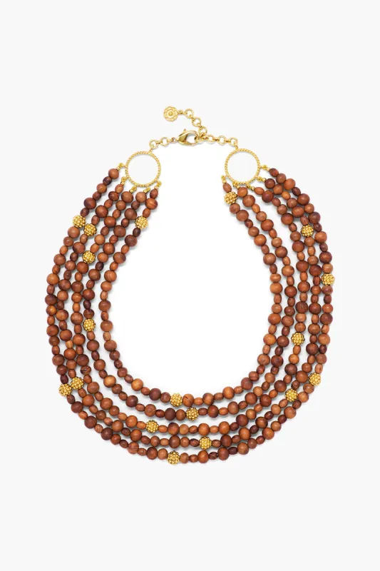 Earth Goddess Beads 5-Strand Necklace with Teak sold by Tuckernuck