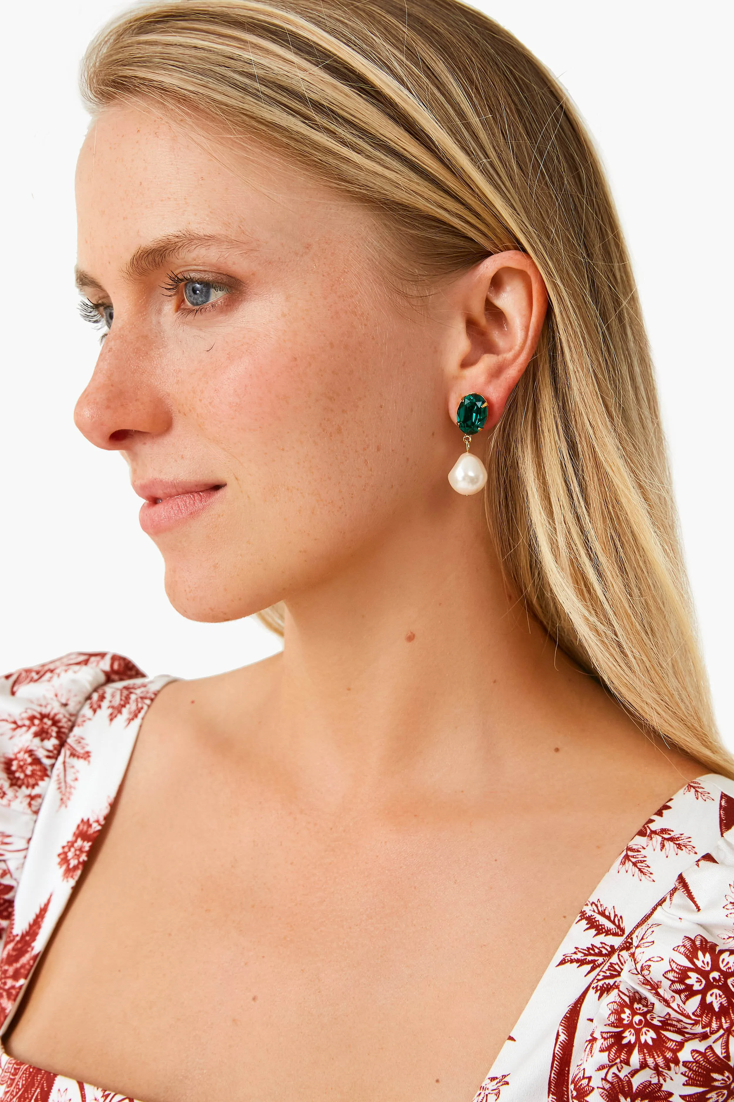 Emerald Tunis Pearl Drop Earrings sold by Tuckernuck product image thumbnail 2