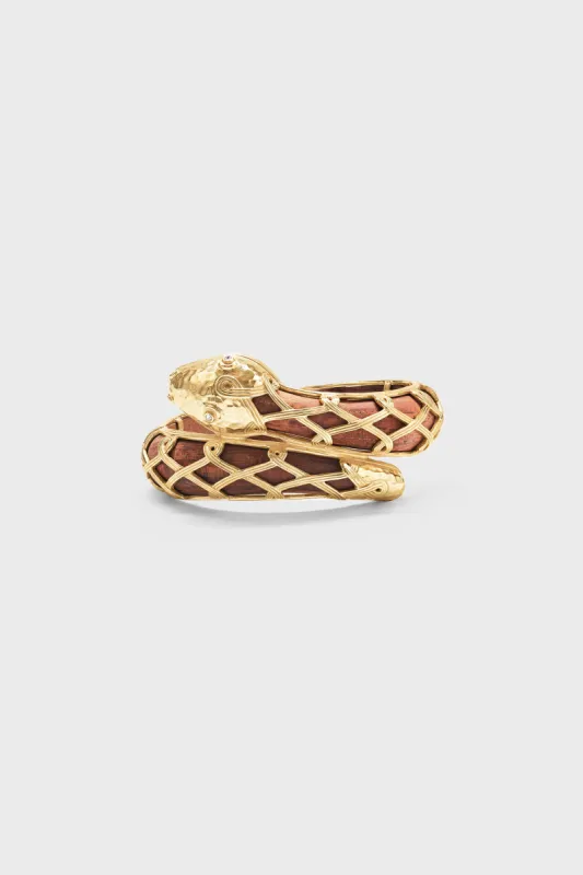 Teak Earth Goddess Serpentina Hinged Bangle sold by Tuckernuck
