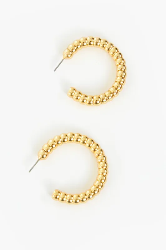 Gold Beaded Mila Hoop Earrings sold by Tuckernuck