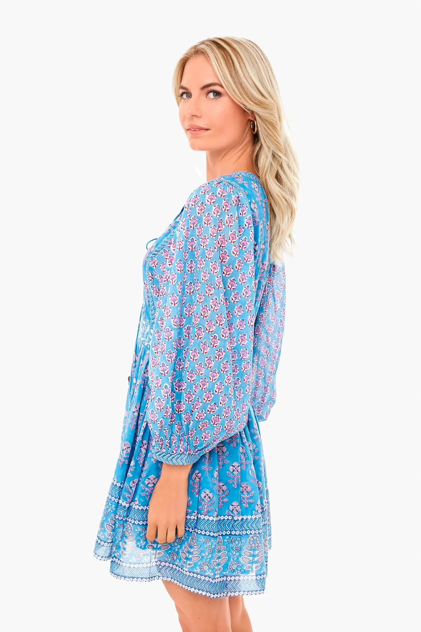 Antibes Mauve Tie Front Balloon Sleeve Short Dress sold by Tuckernuck product image thumbnail 3