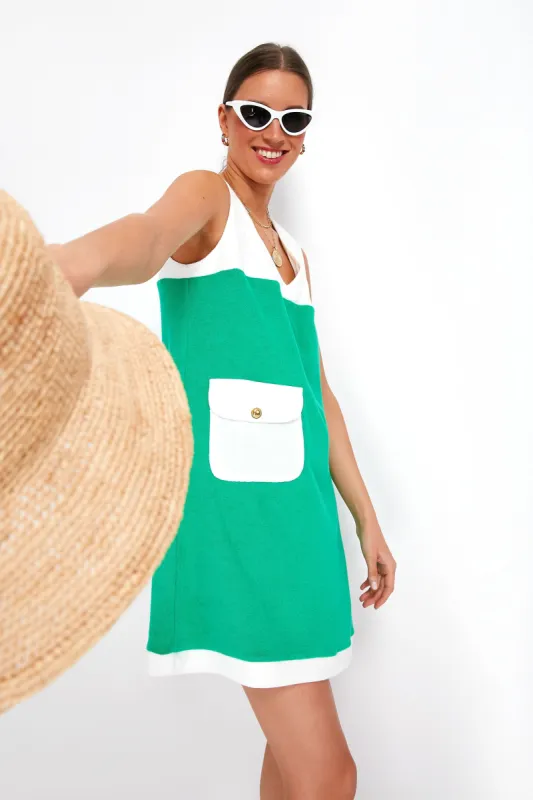 Green and White Colorblock Kelly Dress sold by Tuckernuck