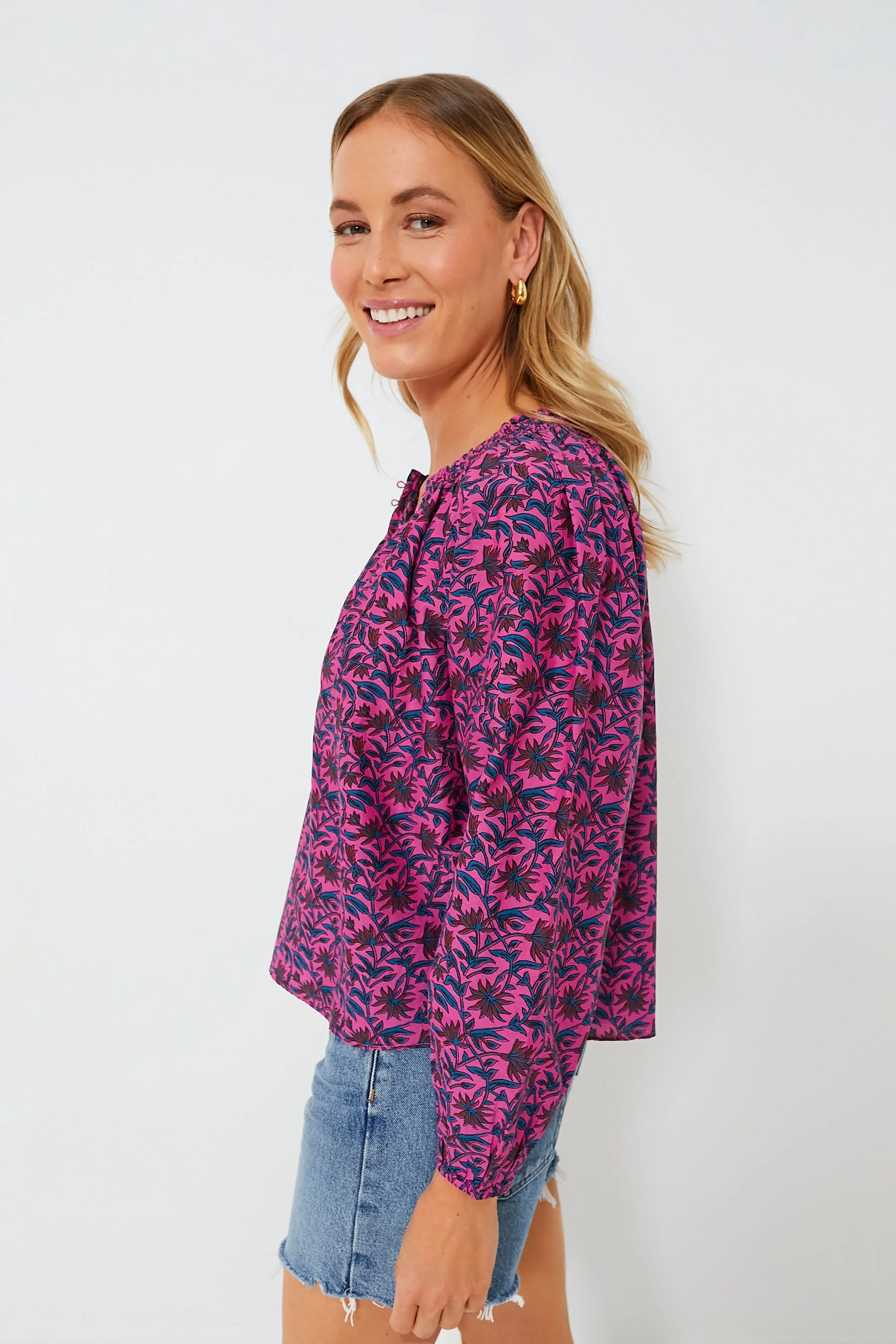 Palm Floral Fuchsia Esparta Top sold by Tuckernuck product image thumbnail 3