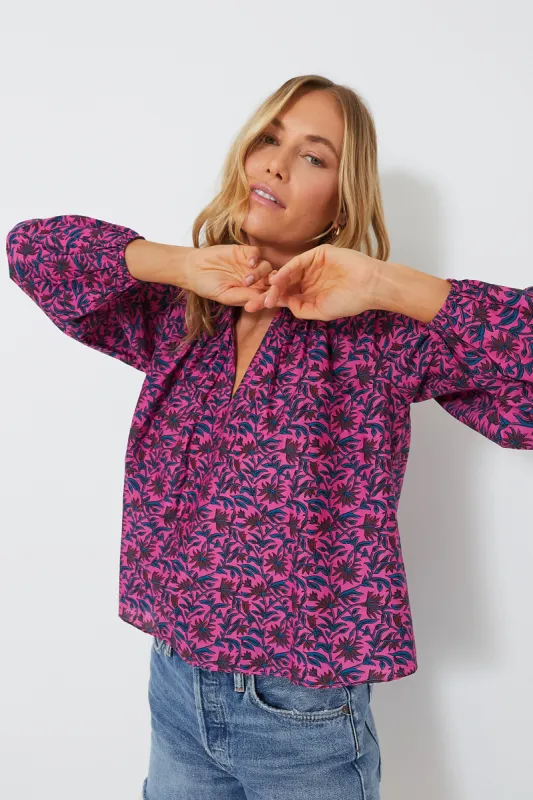 Palm Floral Fuchsia Esparta Top sold by Tuckernuck