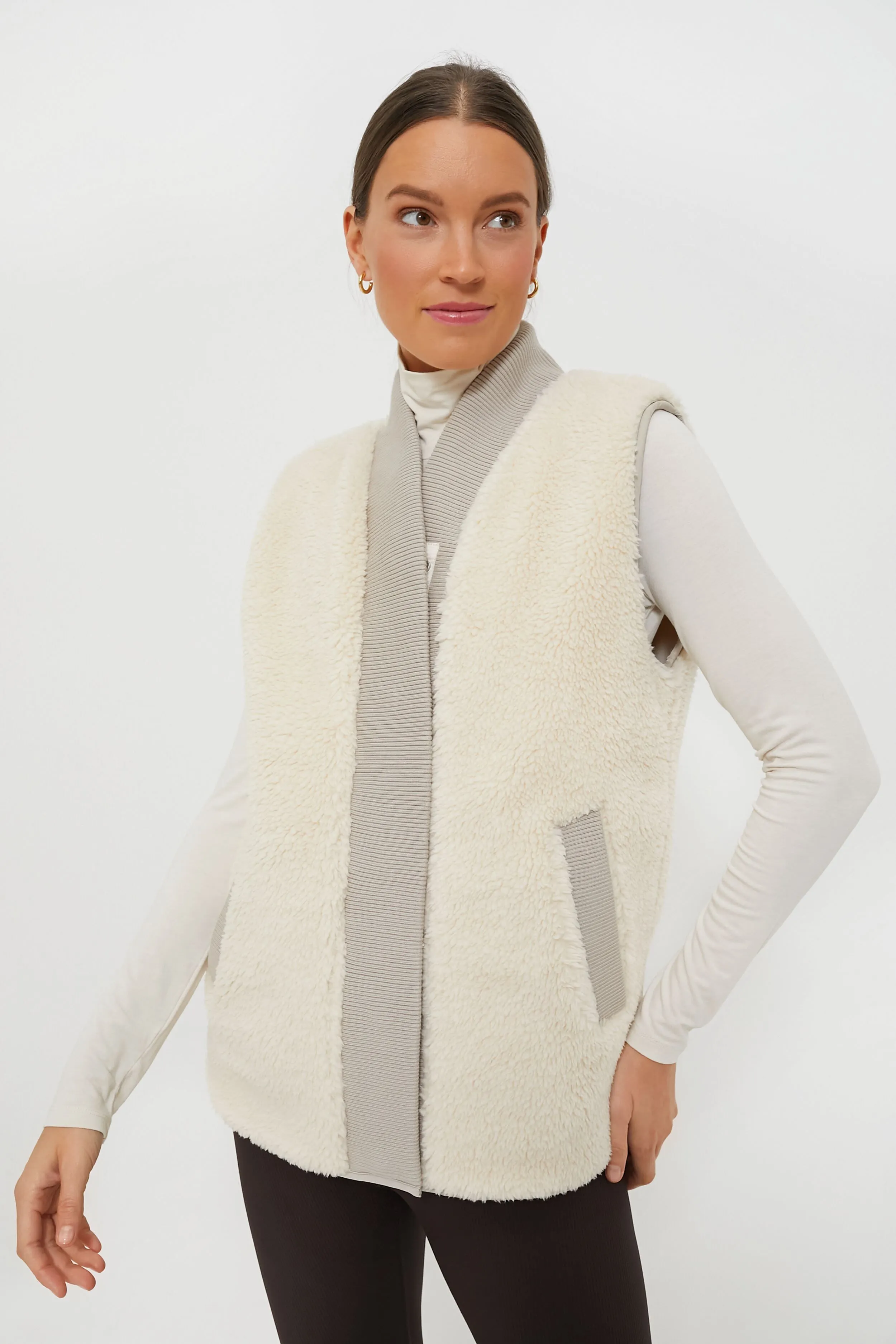 Dove Sandshell Covey Reversible Quilt Gilet sold by Tuckernuck