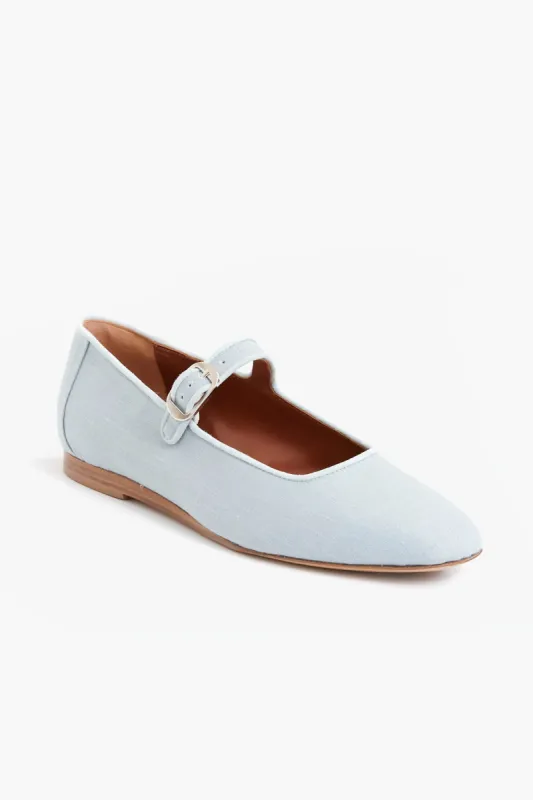 Denim Linen Suede Mary Jane Flats sold by Tuckernuck