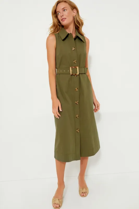 Army Green Sleeveless Chamberlin Dress sold by Tuckernuck
