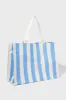 Mid Blue Stripe Carryall Beach Bag sold by Tuckernuck