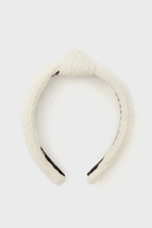 Ivory Cable Knit Slim Knotted Headband sold by Tuckernuck