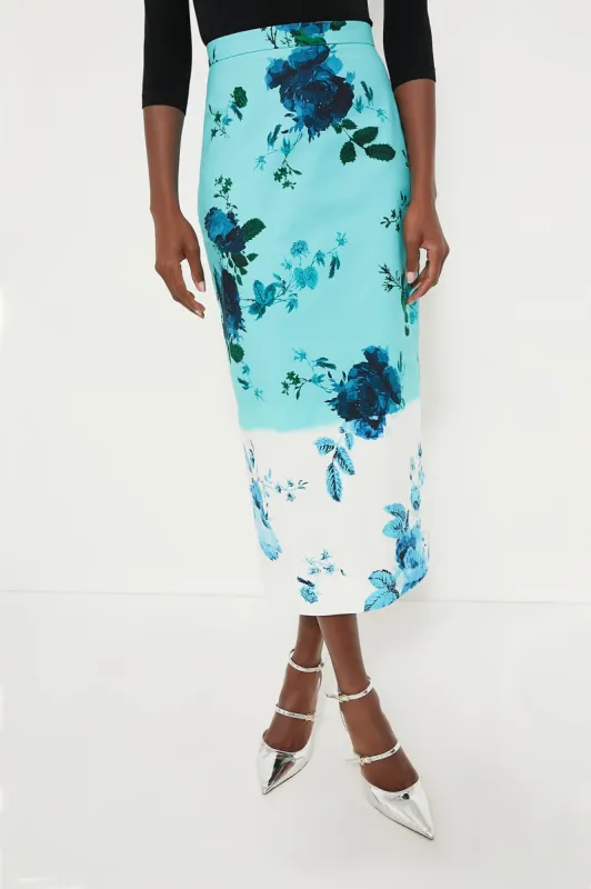 Kingfisher and White Midi Length Pencil Skirt sold by Tuckernuck