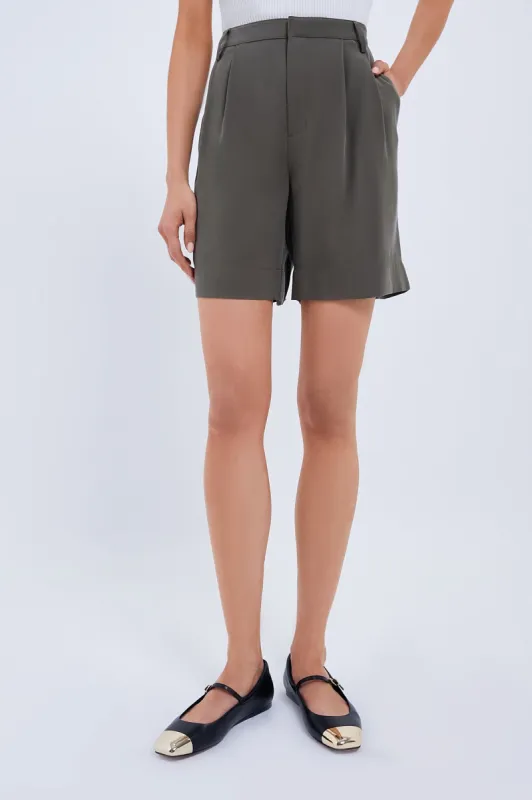 Olive Pleated Felix Shorts sold by Tuckernuck