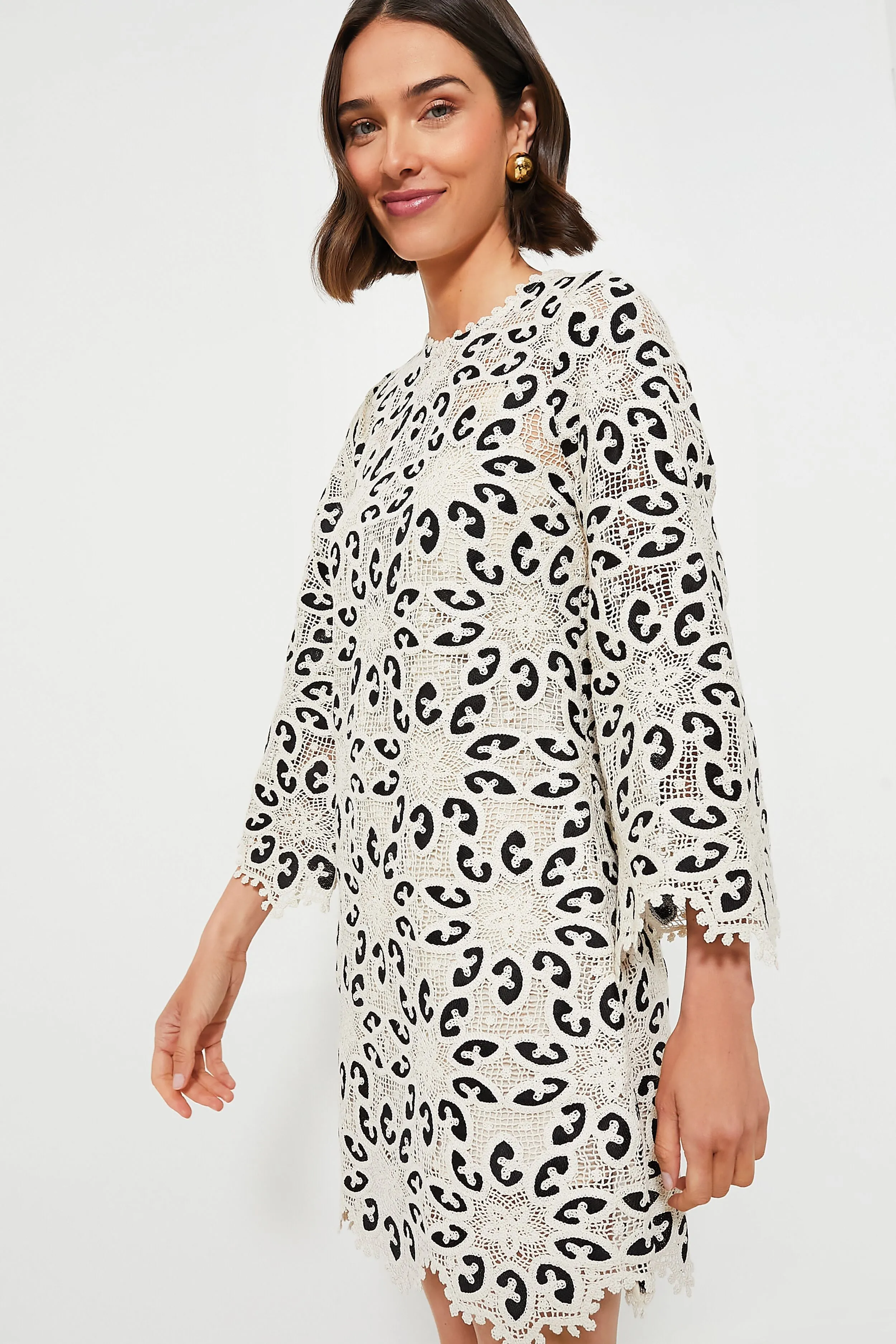 Cream and Black Ottie Lace Mini Dress sold by Tuckernuck product image thumbnail 3