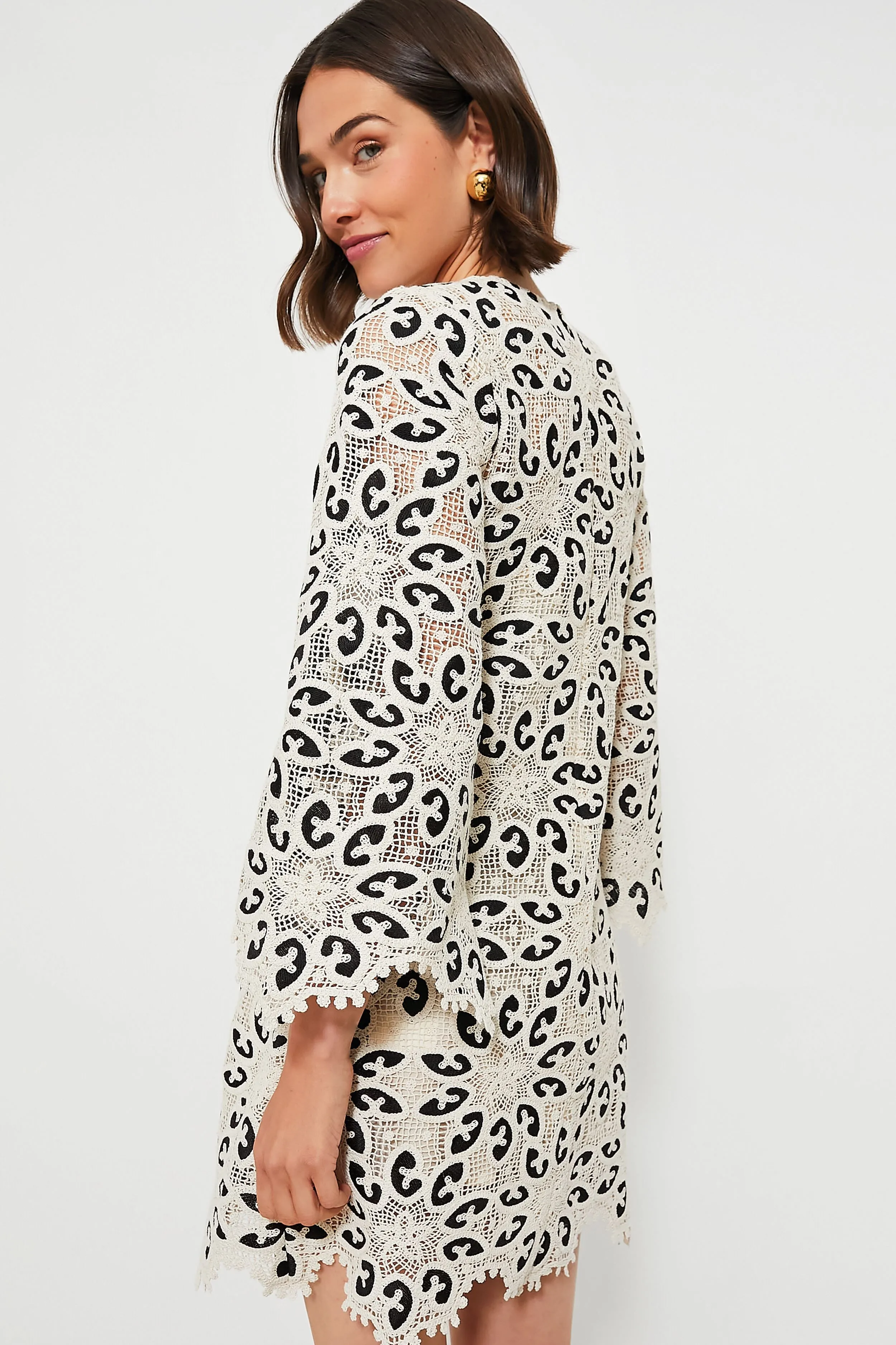 Cream and Black Ottie Lace Mini Dress sold by Tuckernuck product image thumbnail 4