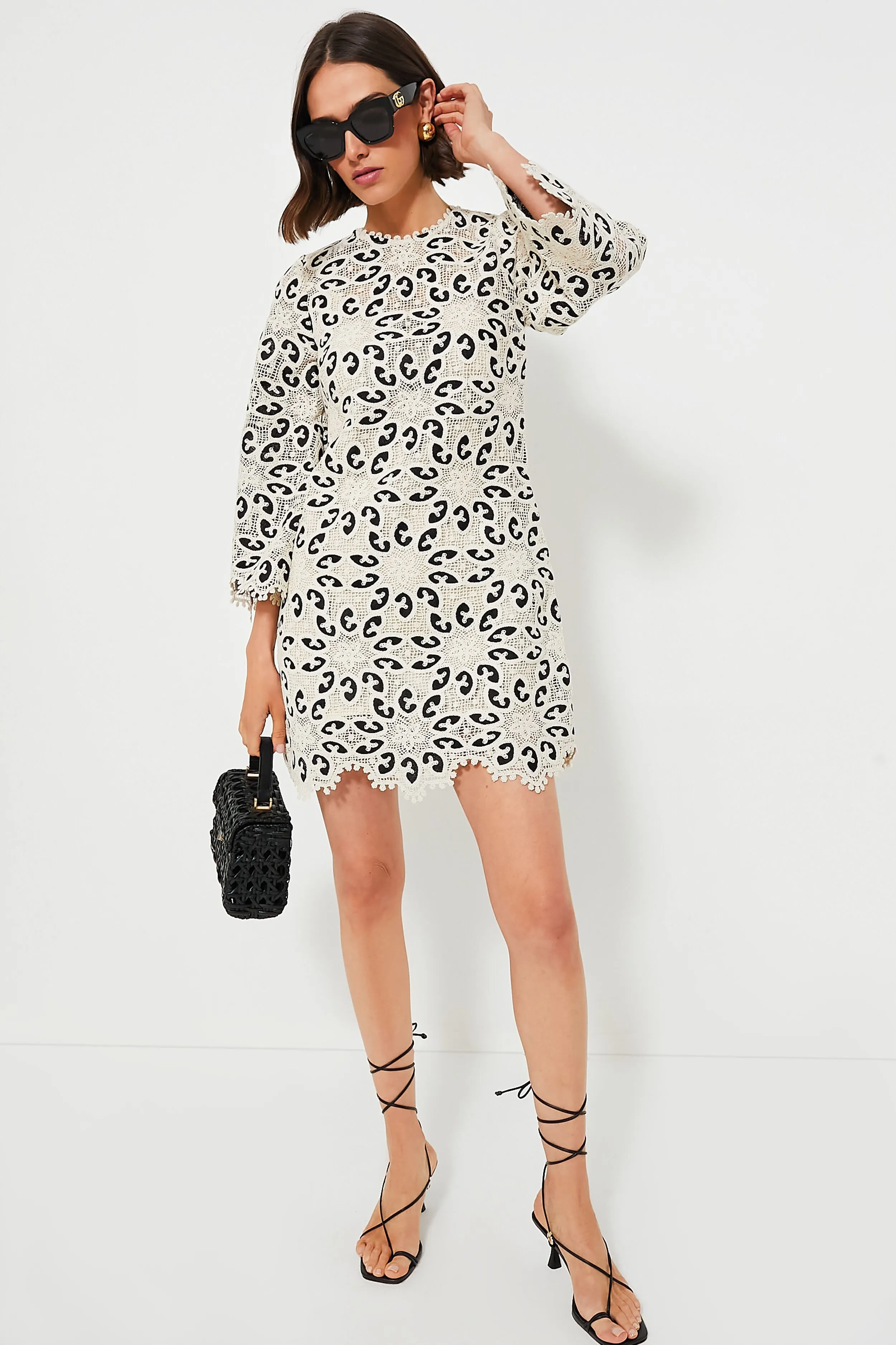 Cream and Black Ottie Lace Mini Dress sold by Tuckernuck product image thumbnail 2