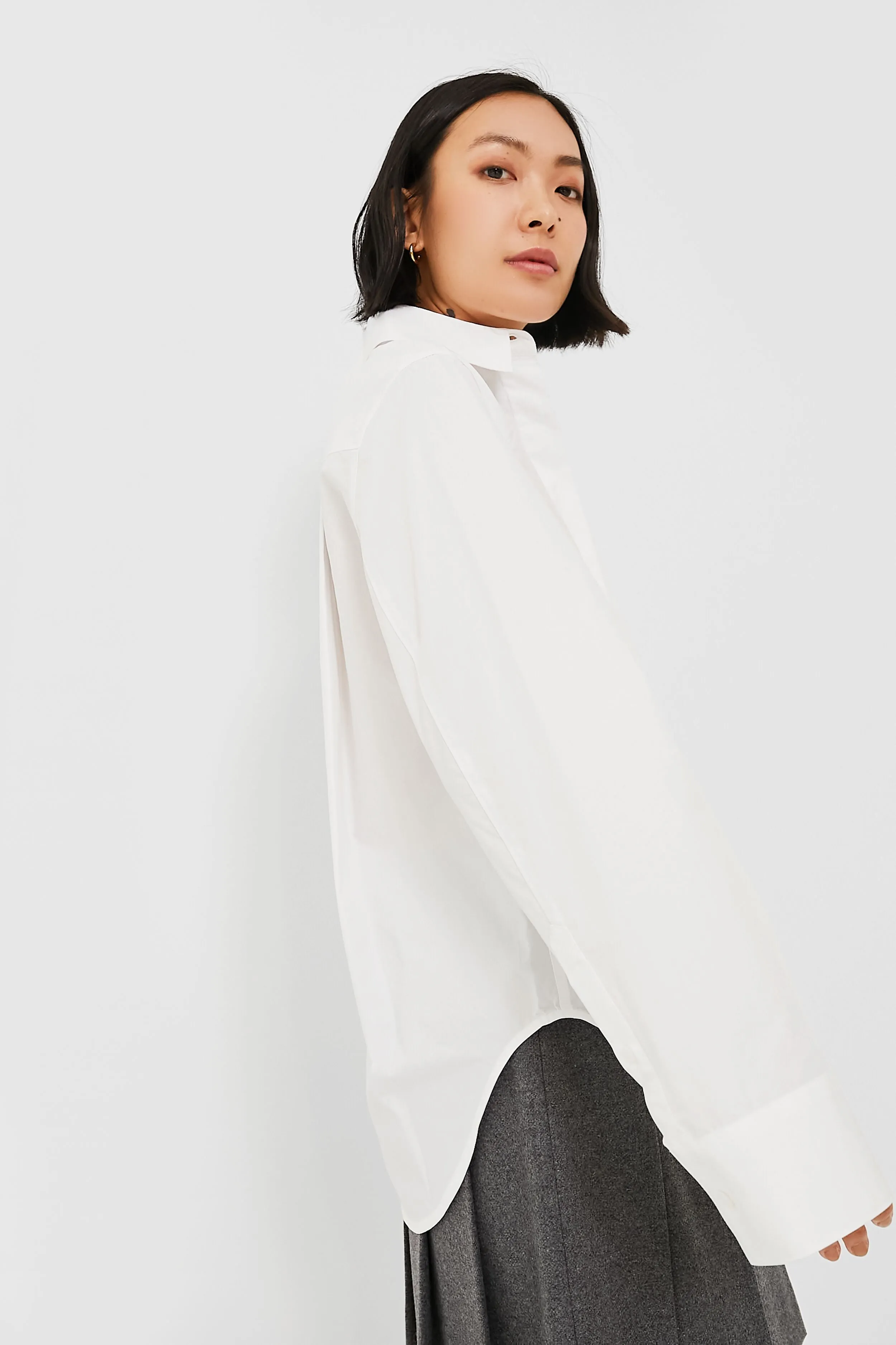 White Cotton Wide Sleeve Shirt sold by Tuckernuck product image thumbnail 3