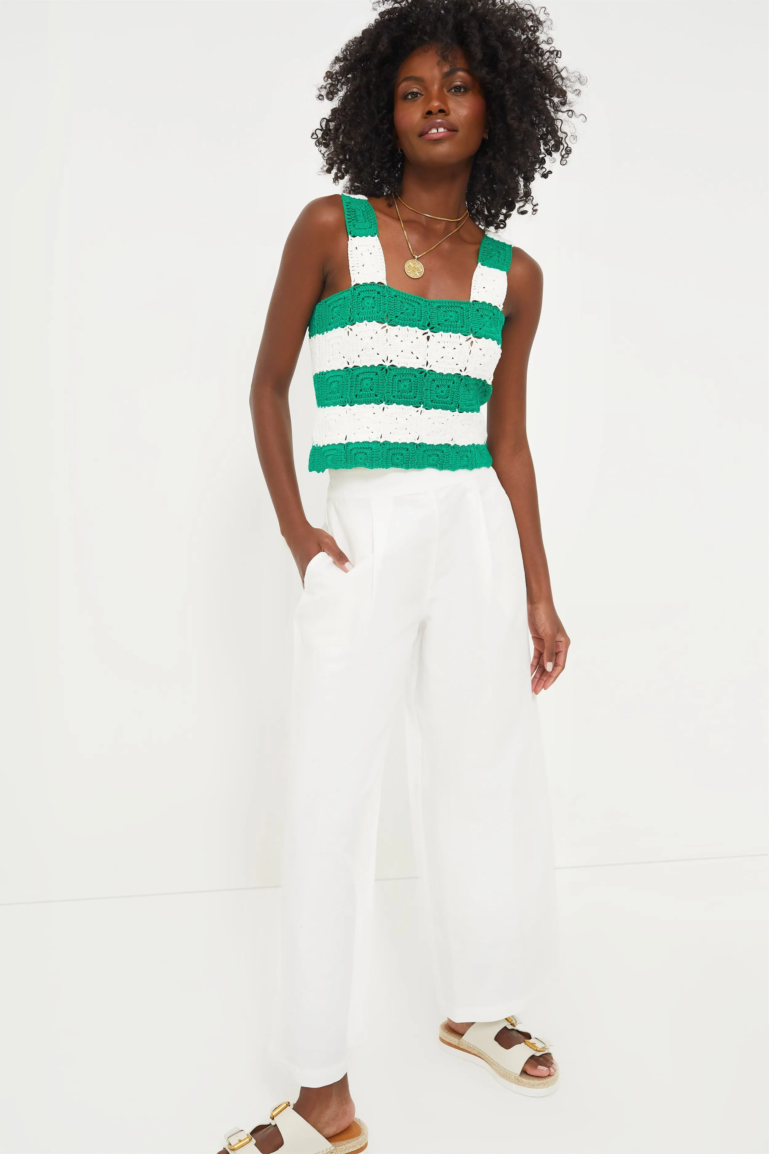 Green and White Crochet Cooper Tank sold by Tuckernuck product image thumbnail 2