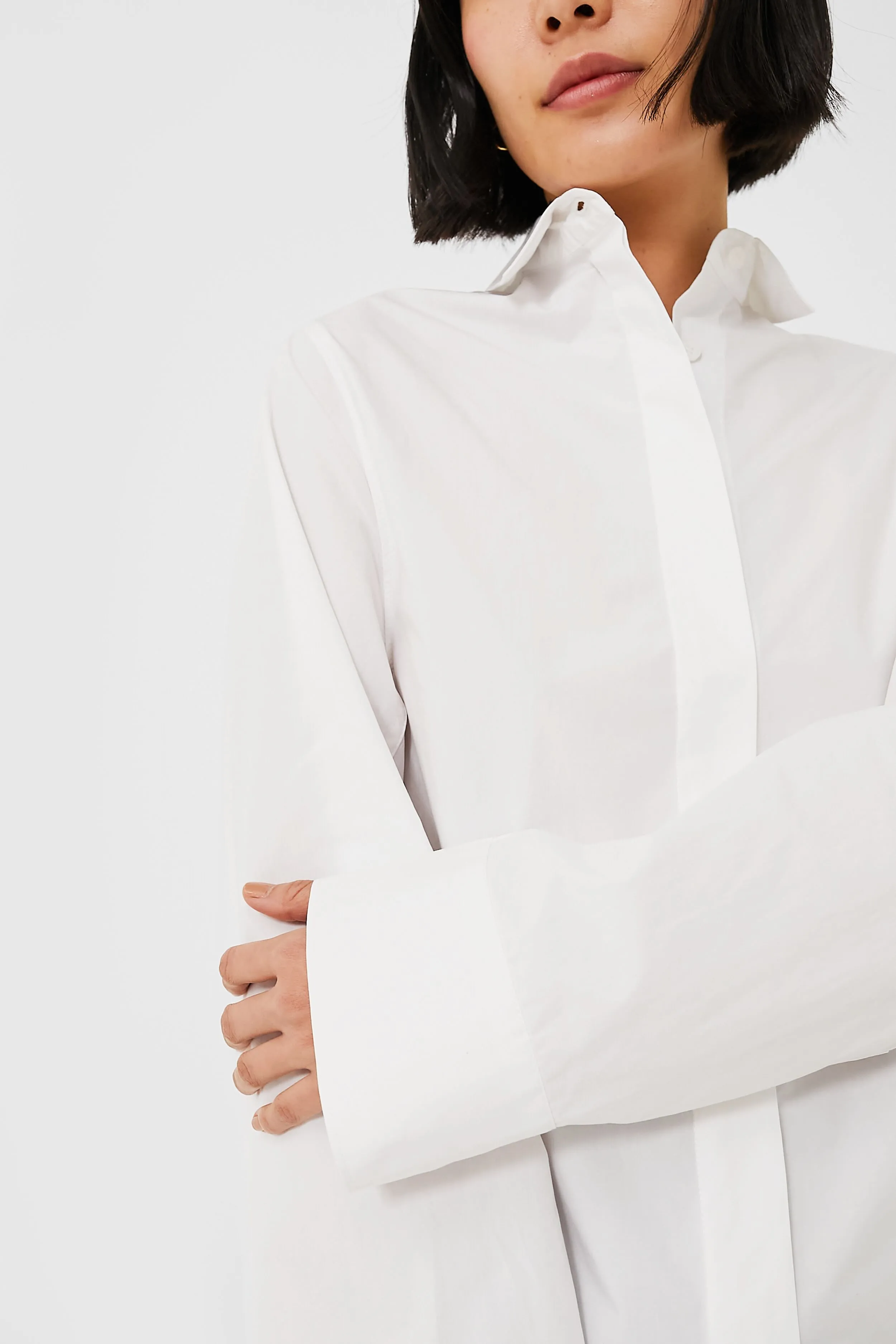 White Cotton Wide Sleeve Shirt sold by Tuckernuck product image thumbnail 5