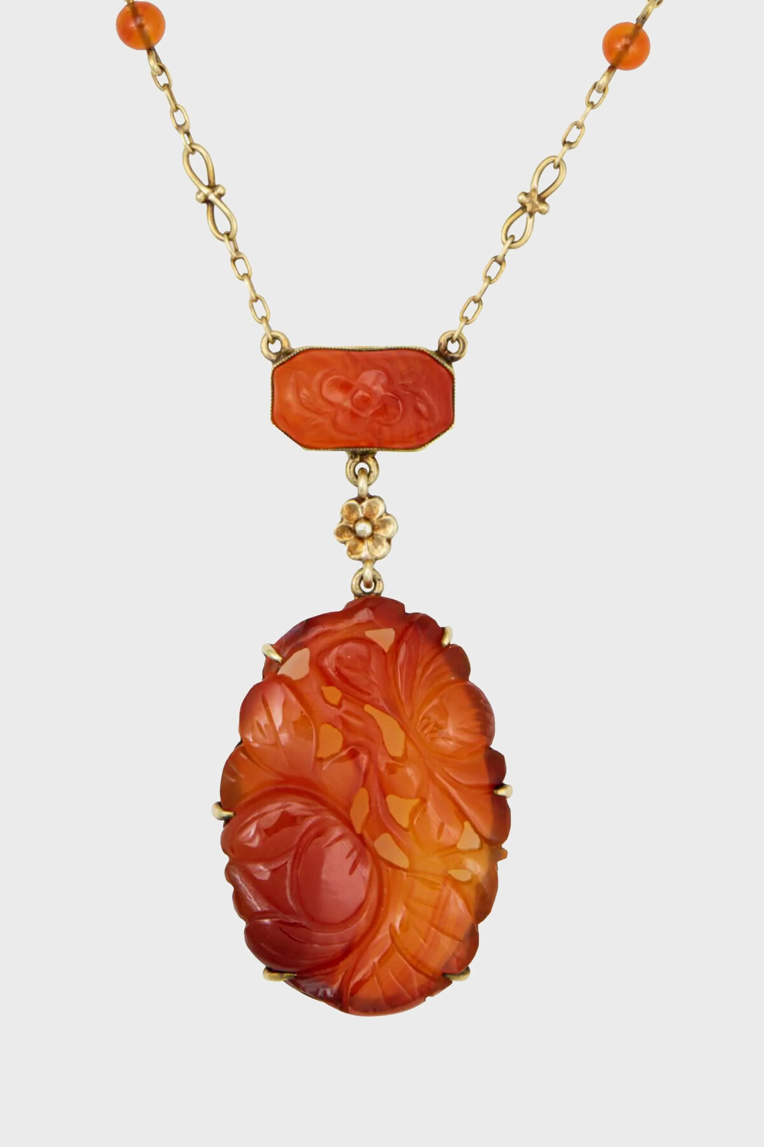 Art Deco Carved Carnelian 14k Yellow Gold Necklace sold by Tuckernuck product image thumbnail 2