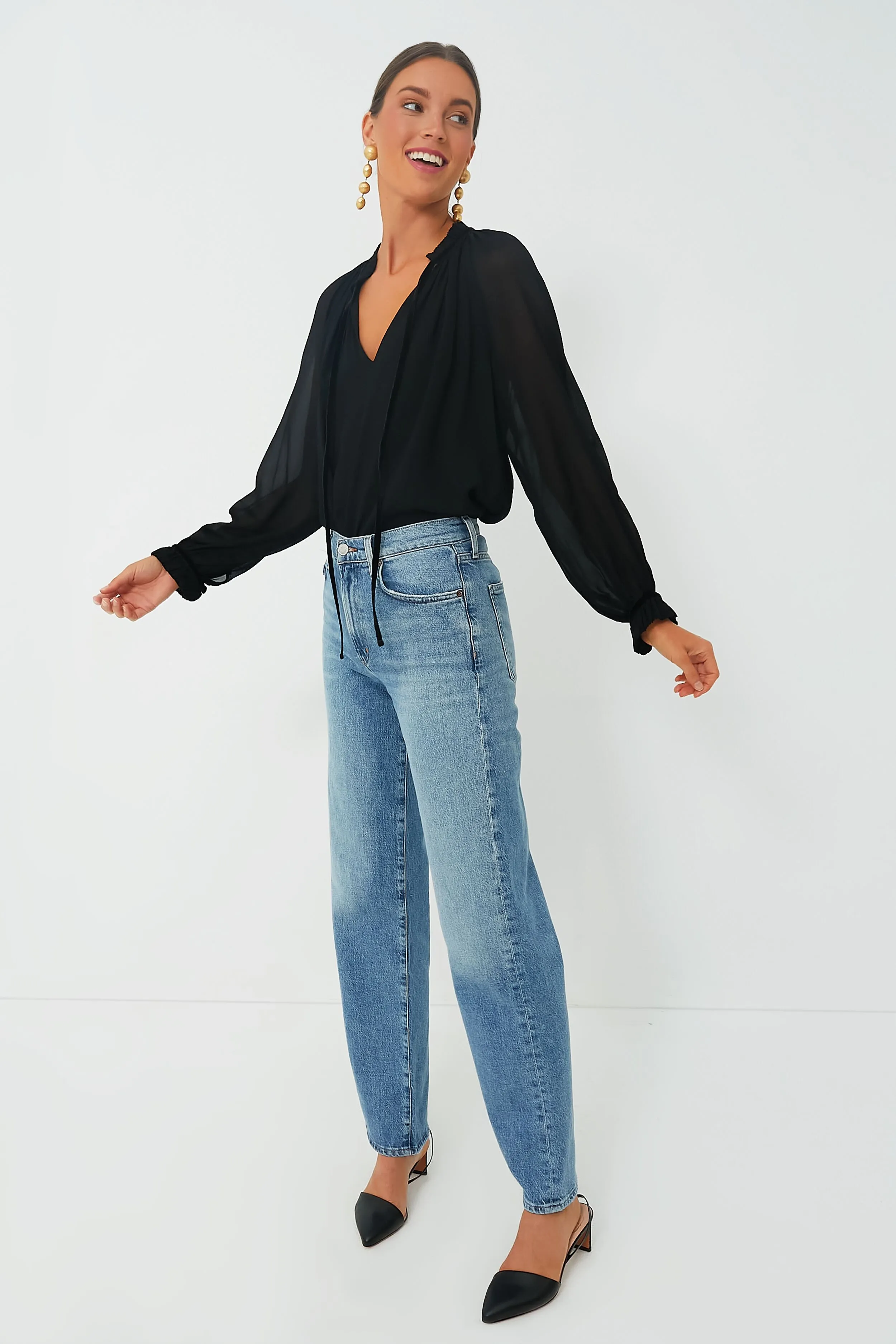 Black Leather Frankie Angled Slingback sold by Tuckernuck product image thumbnail 3