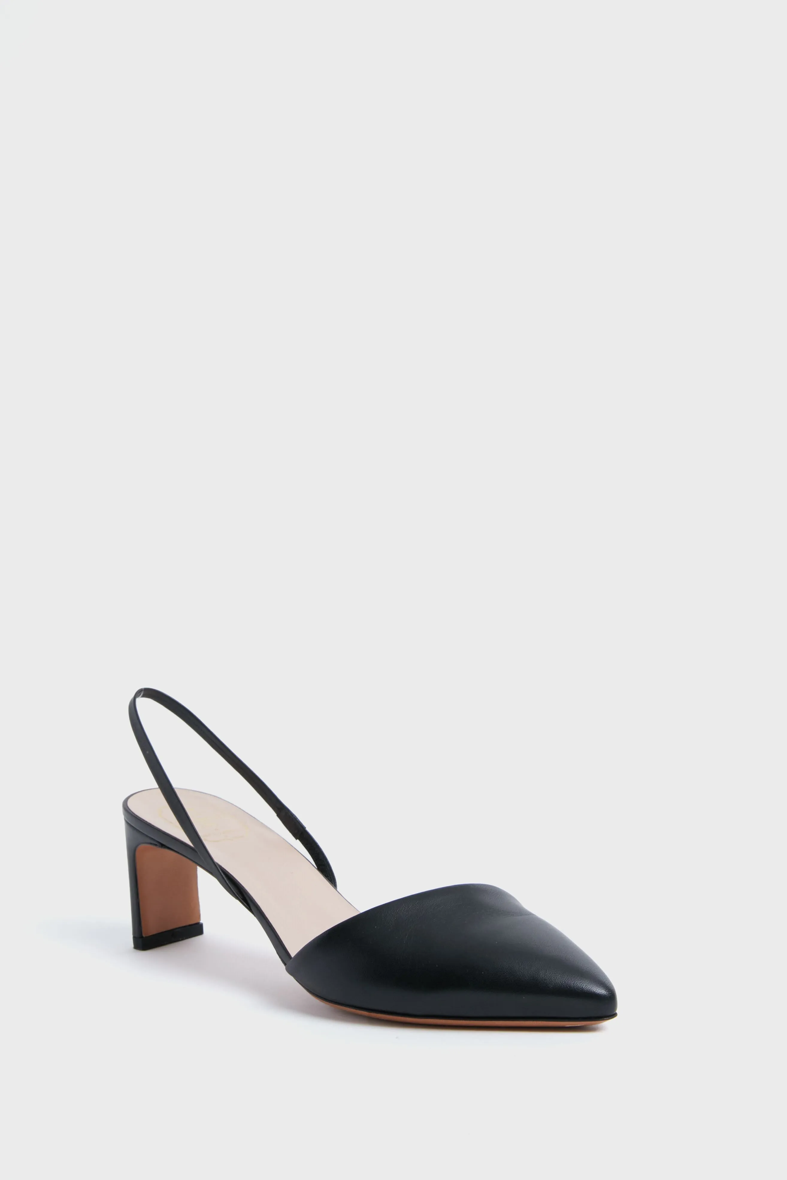 Black Leather Frankie Angled Slingback sold by Tuckernuck