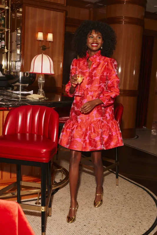 red fil coupe palmerston dress TUCKERNUCK Medium Red Fil Coupe Palmerston Dress Floral Maximalista  ShowStopper