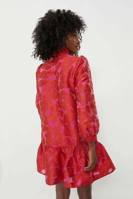red fil coupe palmerston dress TUCKERNUCK Medium Red Fil Coupe Palmerston Dress Floral Maximalista  ShowStopper