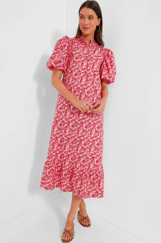 Pink and Red Floral Mimi Midi Dress sold by Tuckernuck