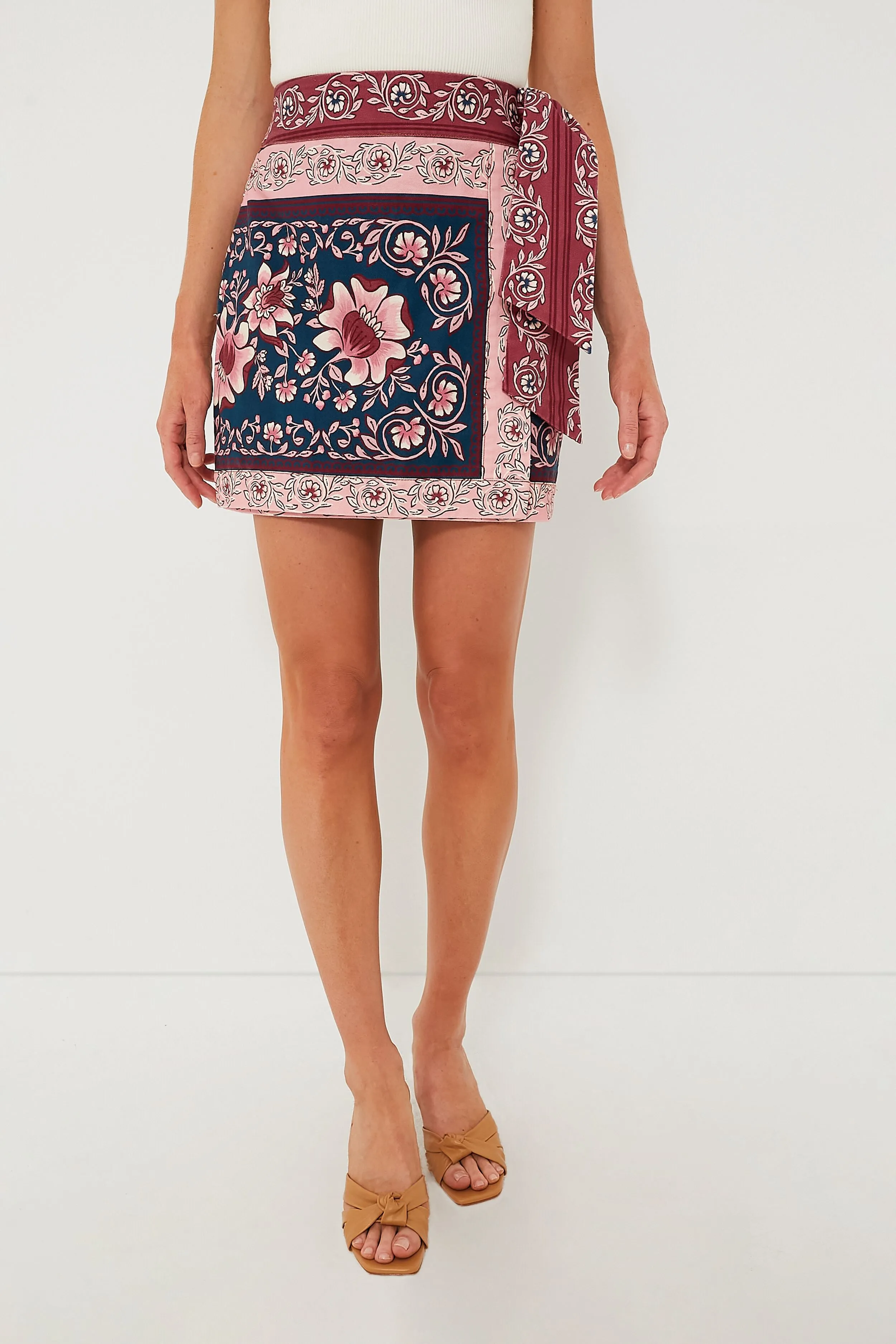 Teal Ainika Charm Overlapped Mini Skirt sold by Tuckernuck