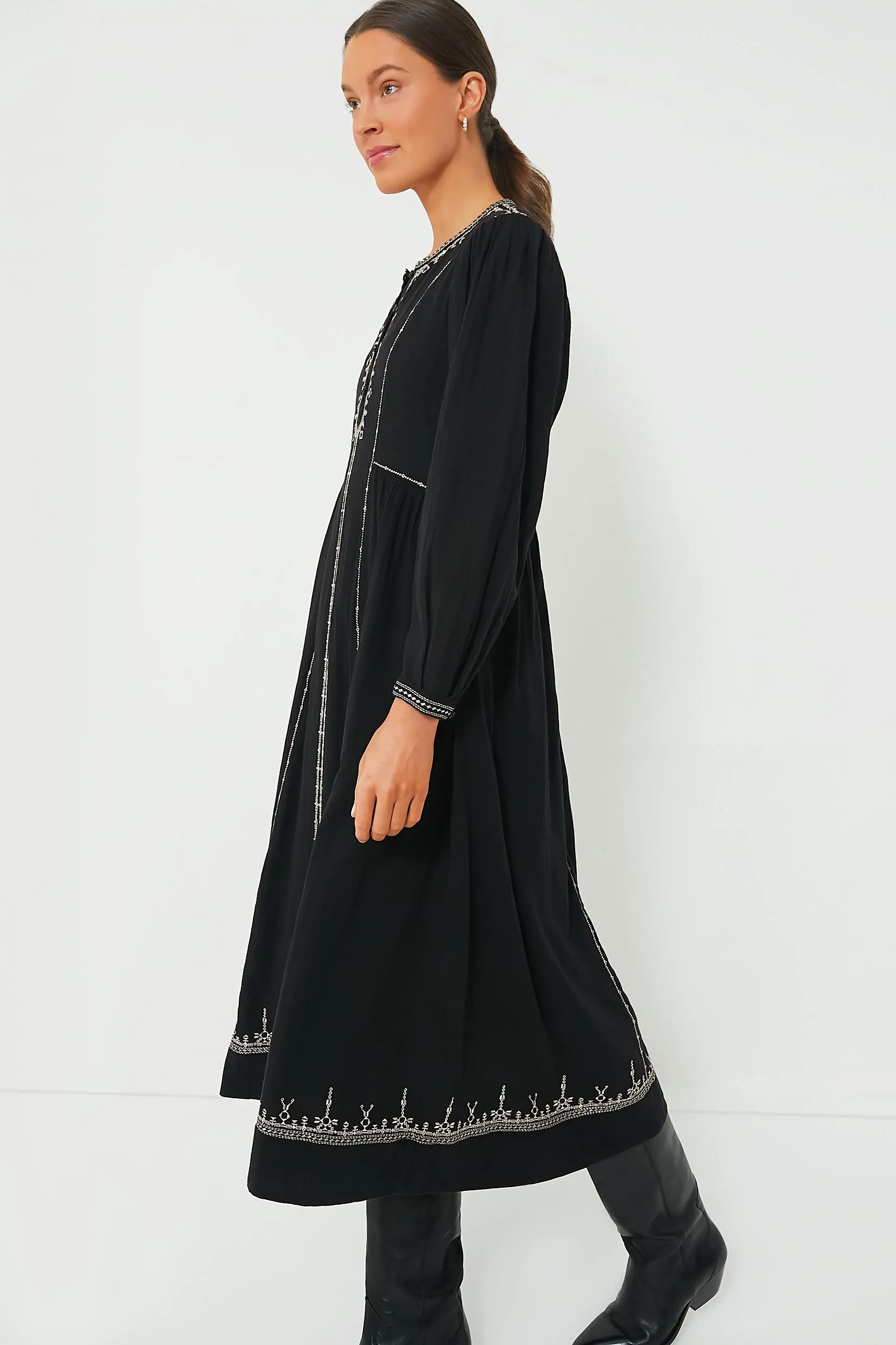 Black Embroidered Pippa Dress sold by Tuckernuck product image thumbnail 3