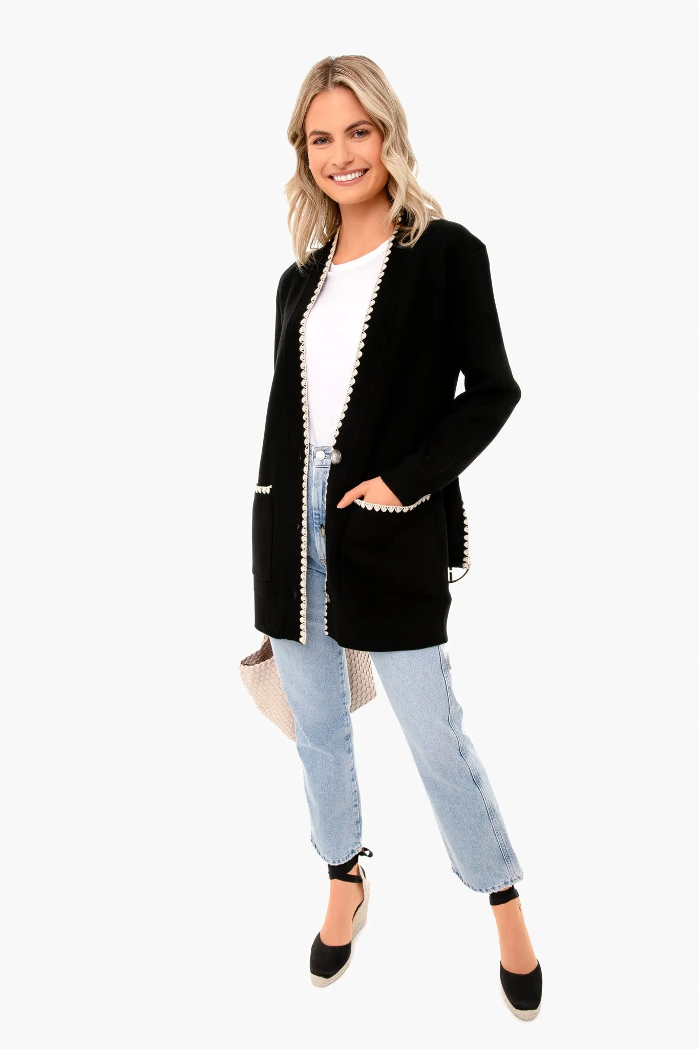 Black Belted Cardigan sold by Tuckernuck product image thumbnail 3