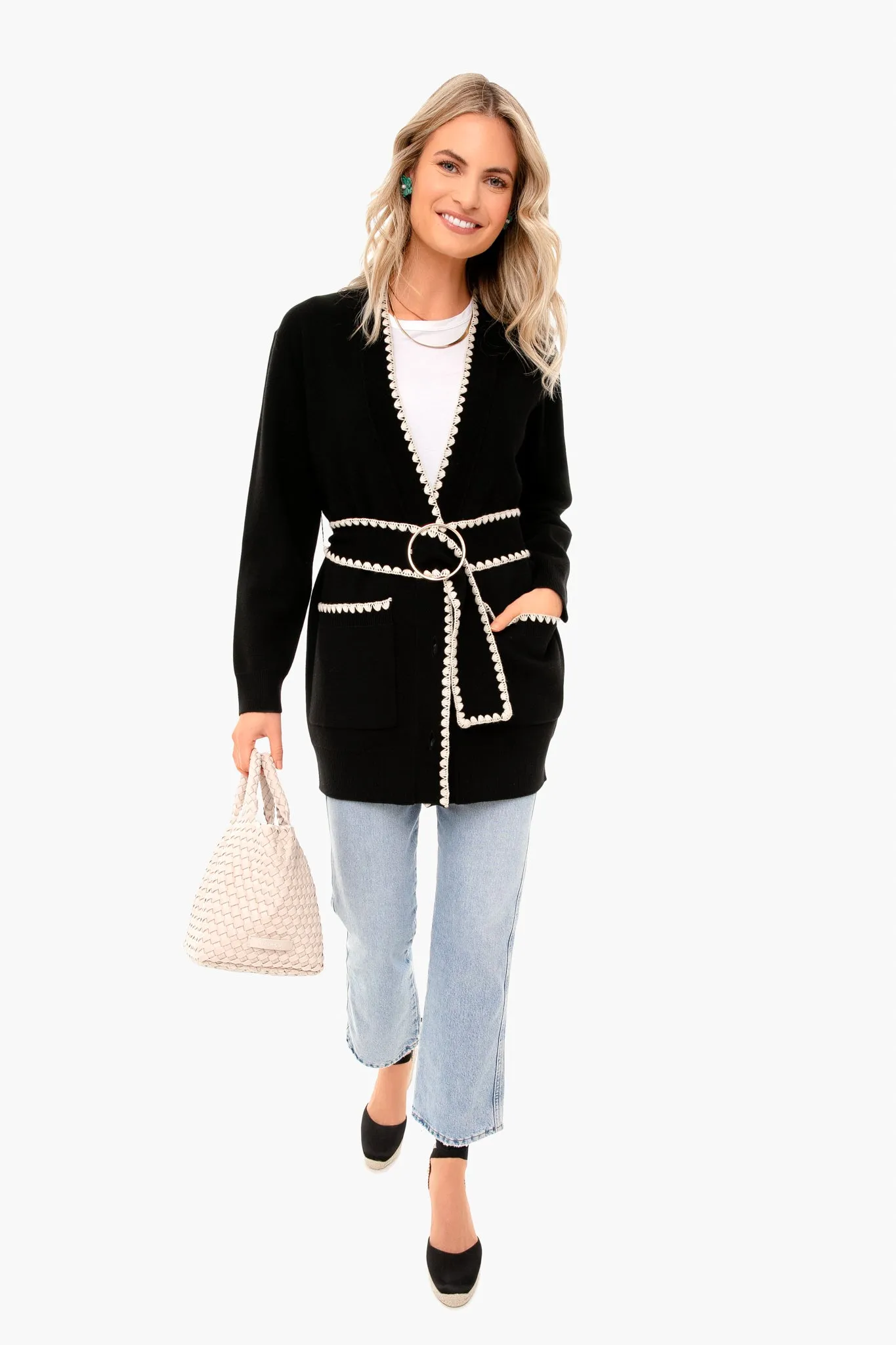 Black Belted Cardigan sold by Tuckernuck product image thumbnail 2