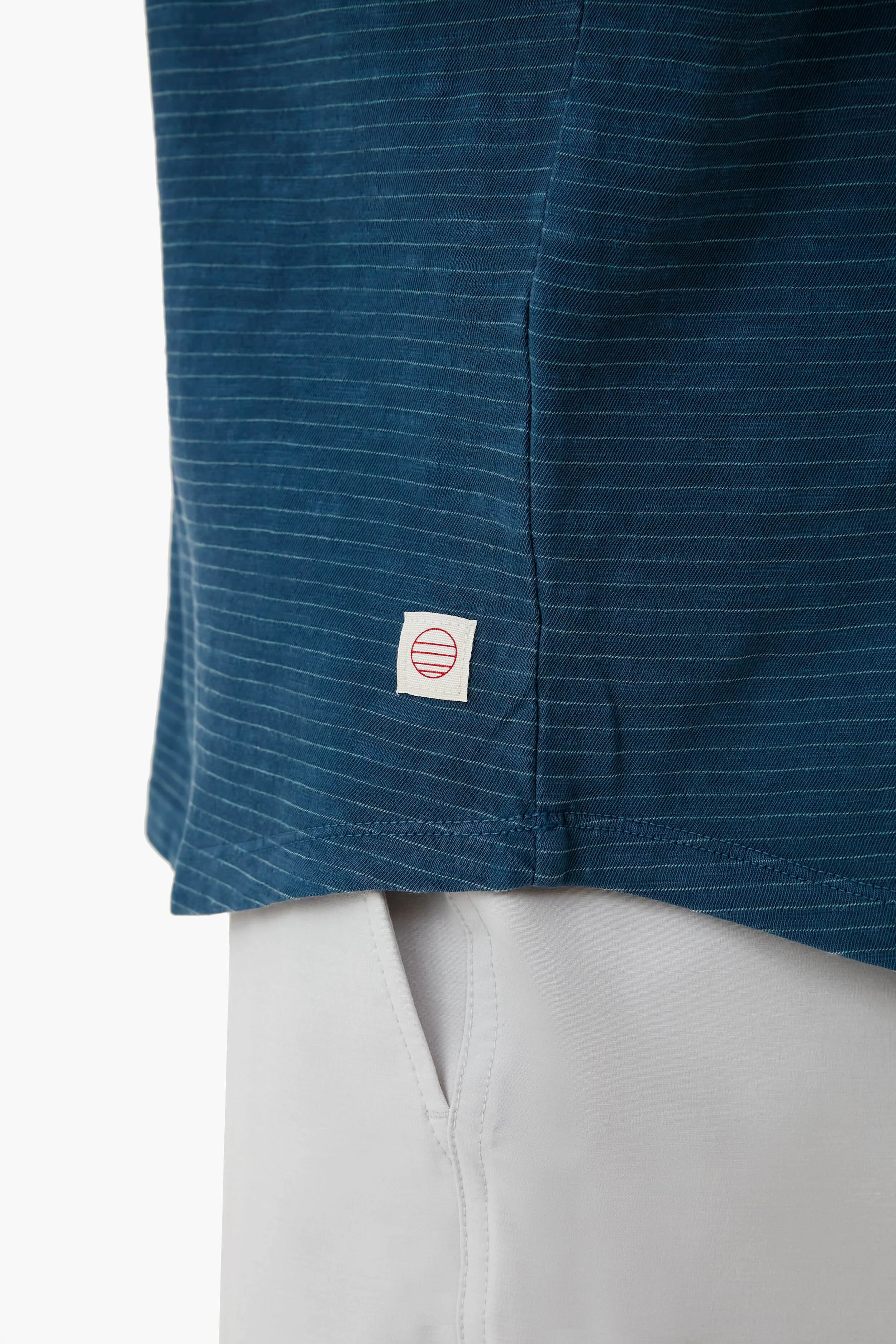 Moon Indigo Heather Gray Stripe Saddle Hem Pocket Tee sold by Tuckernuck product image thumbnail 5