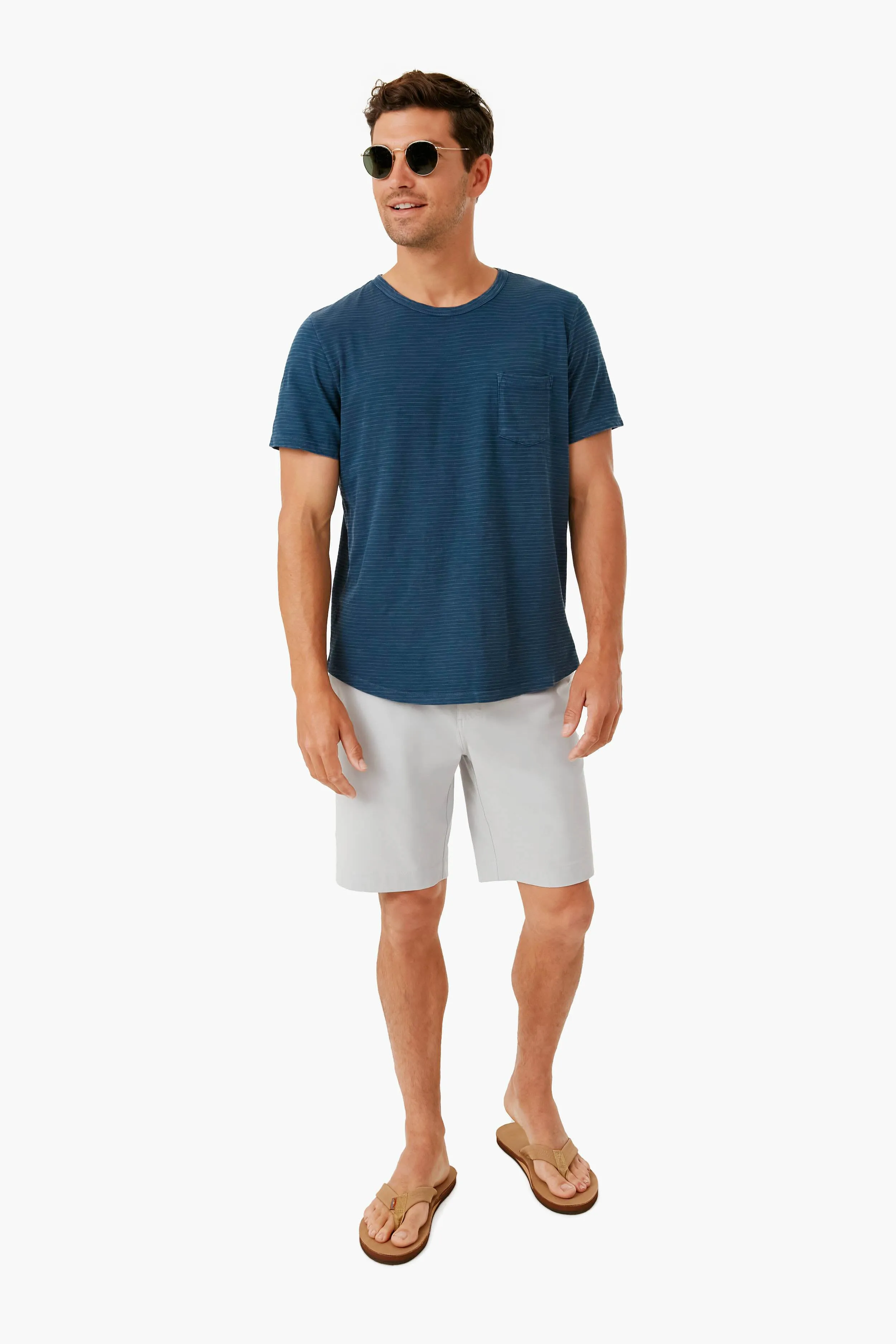 Moon Indigo Heather Gray Stripe Saddle Hem Pocket Tee sold by Tuckernuck product image thumbnail 2