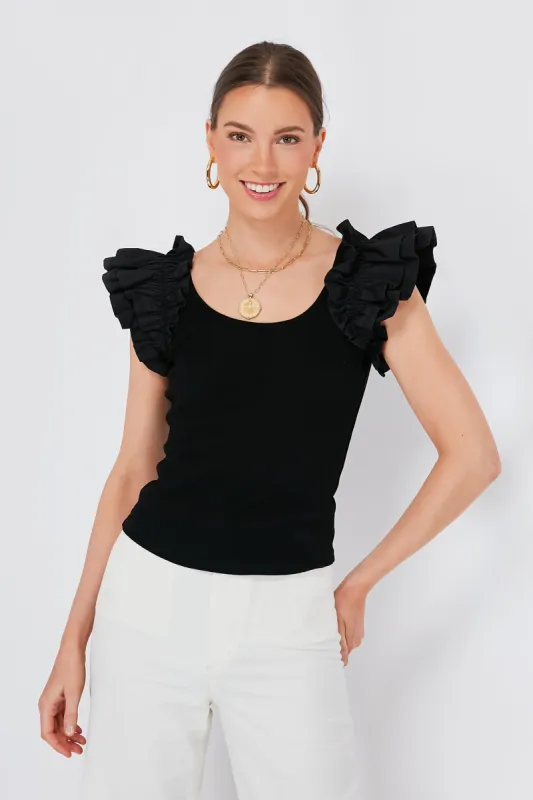 Black Ruffle Rita Top sold by Tuckernuck