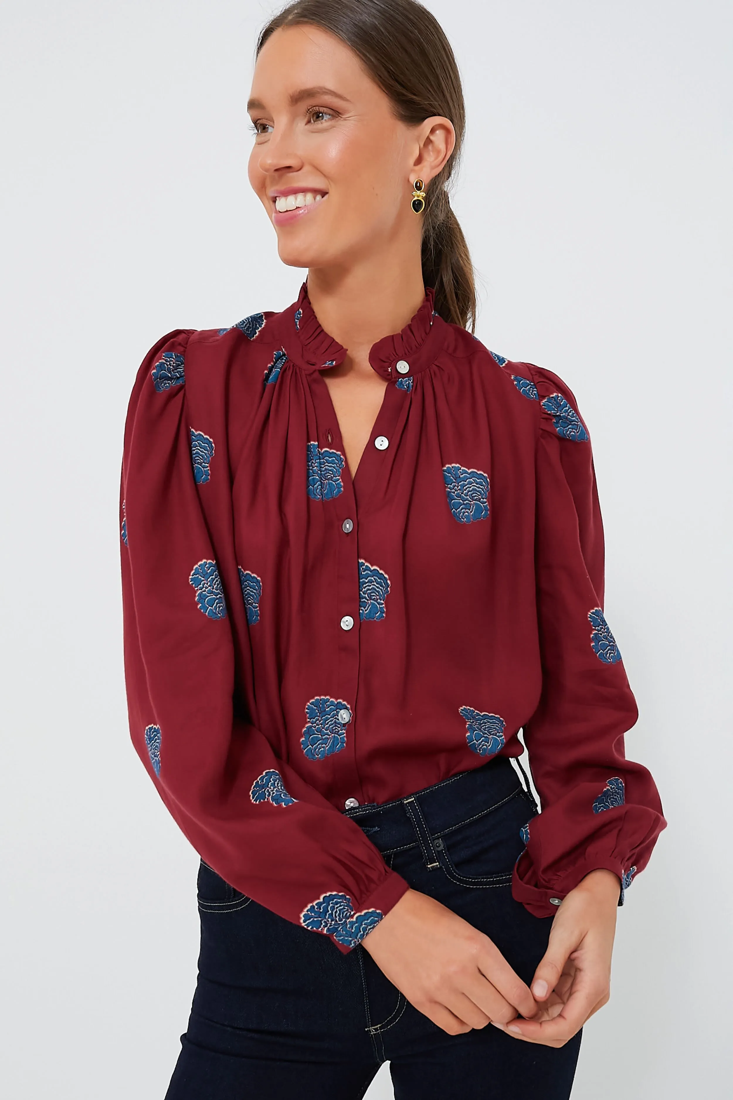 Red Burgundy Annabel Shirt sold by Tuckernuck