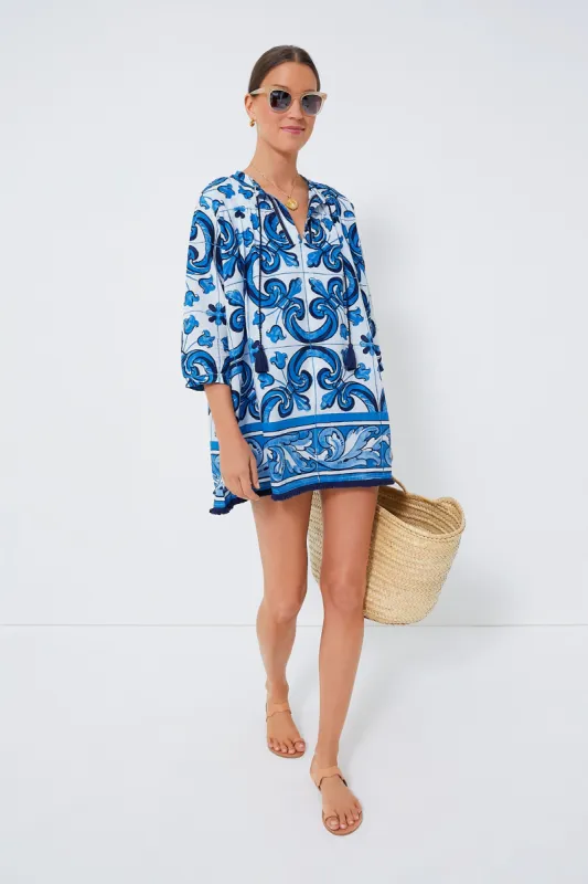 Capri Blue Majolica Tile Bondi Coverup sold by Tuckernuck
