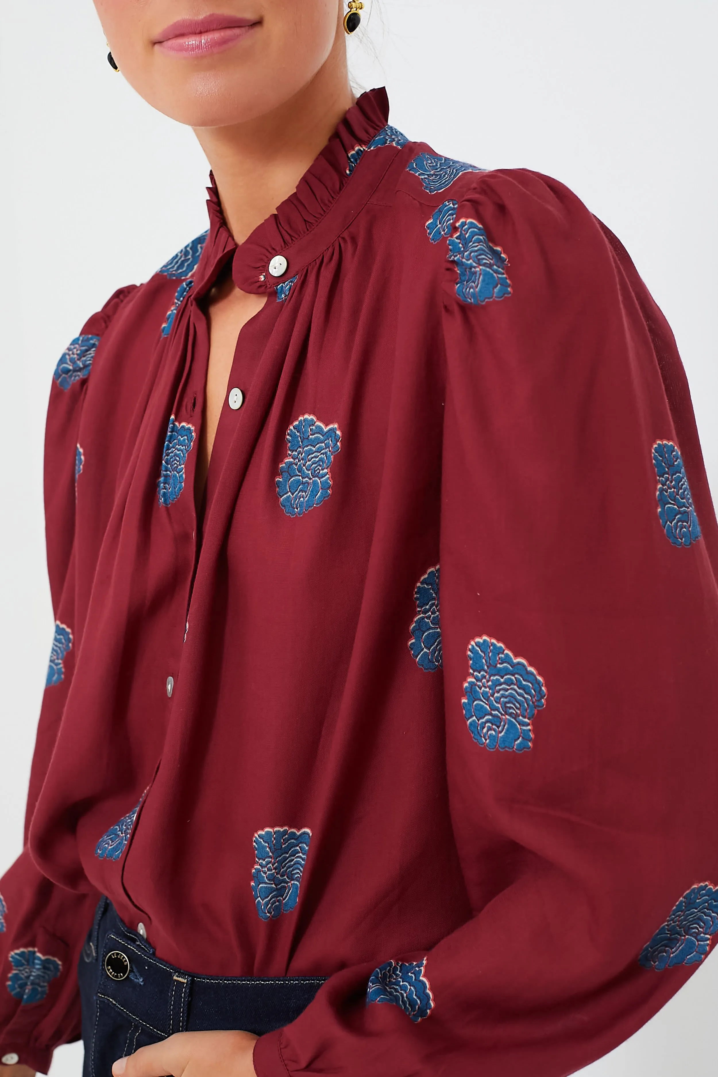 Red Burgundy Annabel Shirt sold by Tuckernuck product image thumbnail 5
