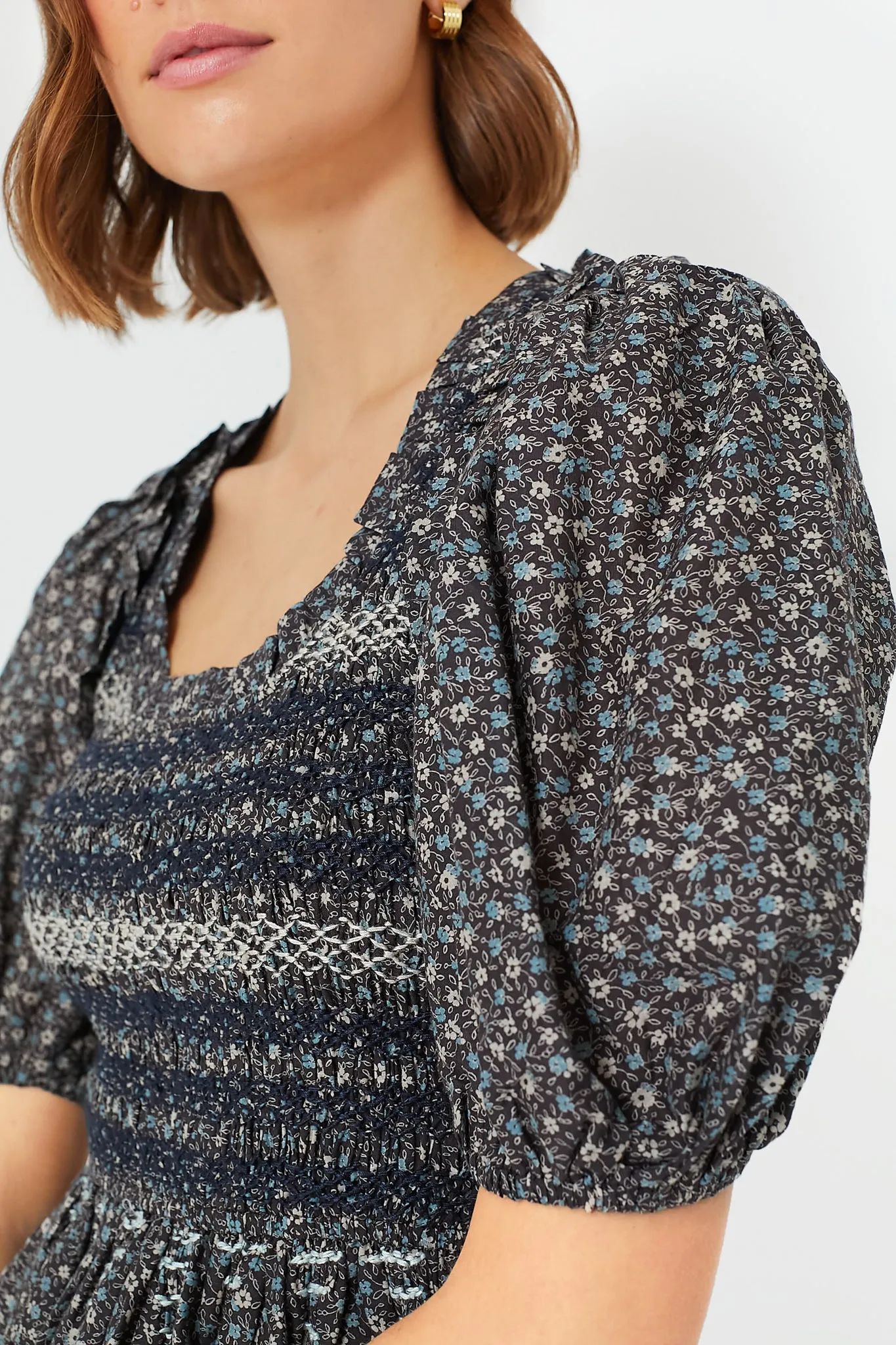 Multi Maia Floral Print Puff Sleeve Smocked Top sold by Tuckernuck product image thumbnail 5