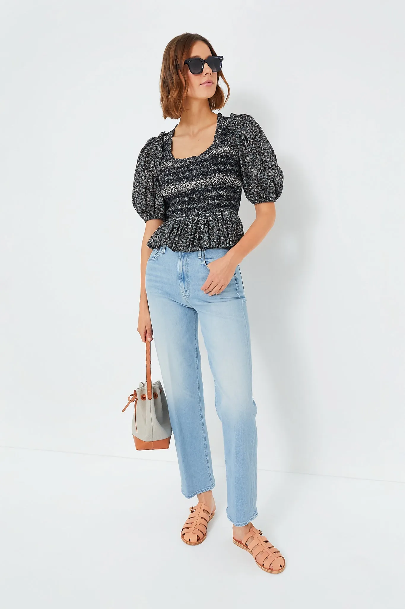 Multi Maia Floral Print Puff Sleeve Smocked Top sold by Tuckernuck product image thumbnail 2