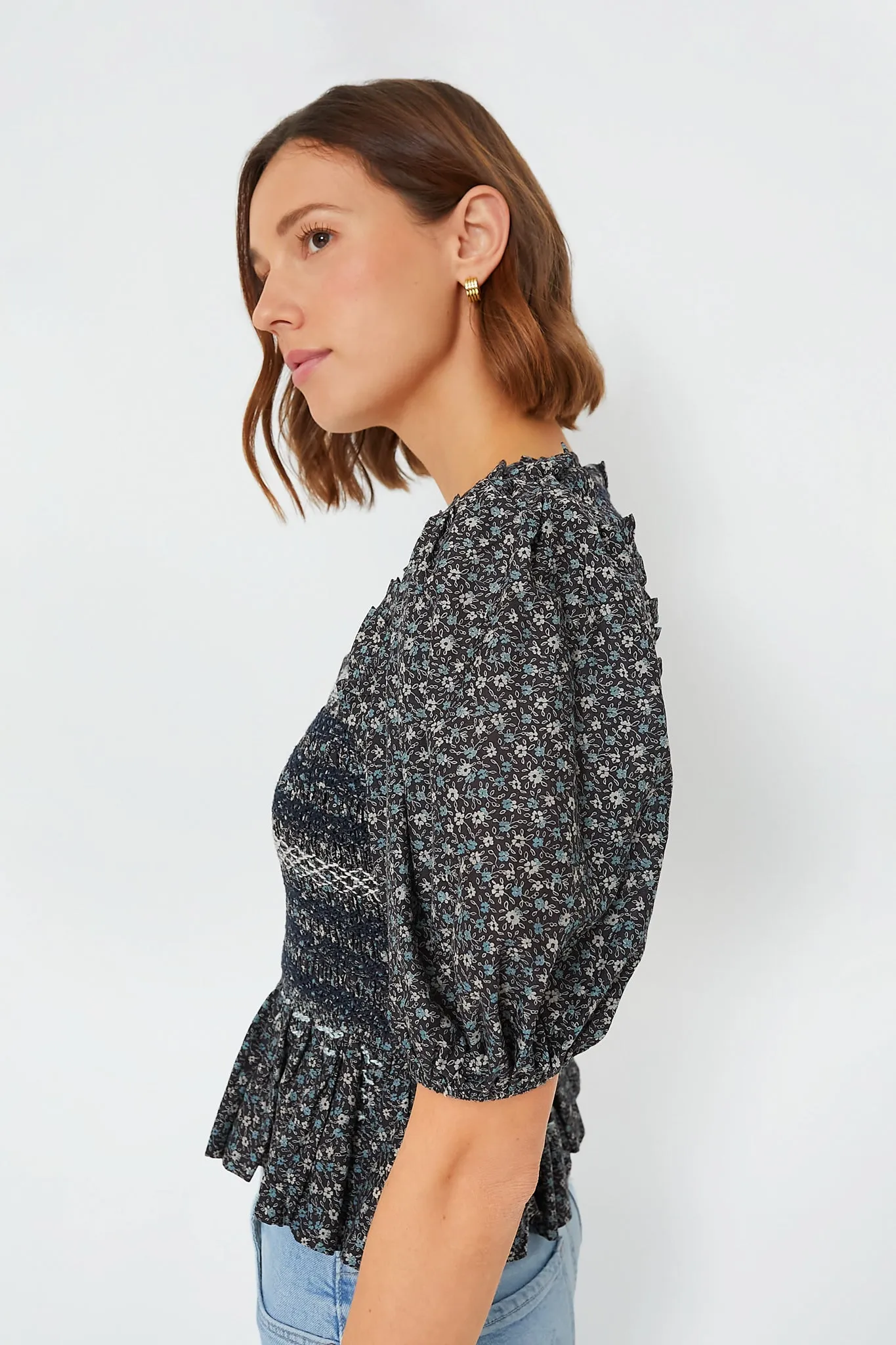 Multi Maia Floral Print Puff Sleeve Smocked Top sold by Tuckernuck product image thumbnail 3